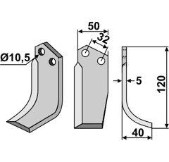 Fräsmesser Rechts 120 x 50 Comeb Nachbau