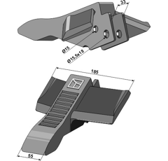 Pointe 185 mm pour déchaumeur CASE IH 87460070 adaptable