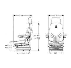 Siège tissu à suspension mécanique GRAMMER Actimo M MSG 85/722