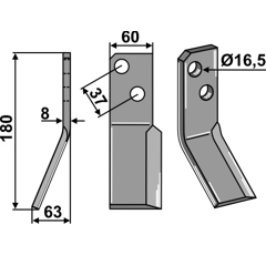 Rotorzinken,  A Links 180 x 60 Massano MSA10L Nachbau