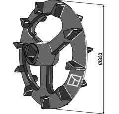 Roue crosskill Ø 350 mm pour rouleau MASCHIO R18223210 adaptable - BlackSteel©
