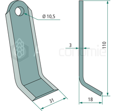 Couteau Y pour broyeur BOMFORD 3012615 adaptable 