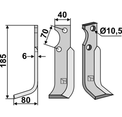 Fräsmesser links 185 x 40 x 80 x 6 mm GOLDONI 14192 - Nachbau