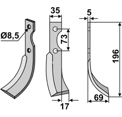 Fräsmesser Rechts 196 x 35 Eurosystem Nachbau