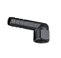 Raccord coudé fileté/cannelé en nylon adaptable