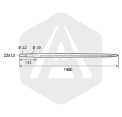 Dent de fourche cruciforme 1400 mm - Ø 35 mm adaptable