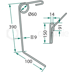 Peigne 490 mm pour semoir GASPARDO 18903640 adaptable