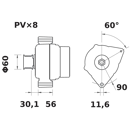 Lichtmaschine IA 1515 / 14V 200A Mahle-Iskra-Letrika  