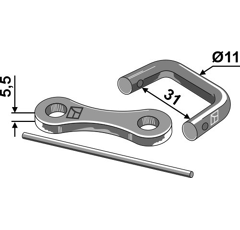 Acoplamiento Ø 11 x 31 mm para cadena de esparcidor adaptable