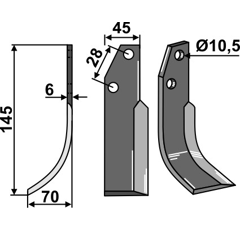 Fräsmesser Links 145 x 45 Bertolini Nachbau