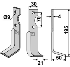 Lame droite pour Fraise/Rotavator AGRIA 21099 adaptable
