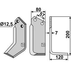 Lame droite pour Fraise/Rotavator BREVIGLIERI 20439 adaptable