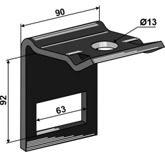 Halter 80 x 80 - 13 mm Nachbau  