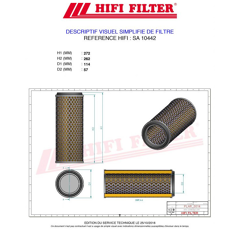 Filtre à air adaptable HIFI FILTER SA10442