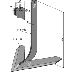 Stiel mit Schar 340mm - Mehrere Marken
