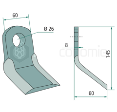 Couteau-Y pour broyeur 145x60mm SICMA (MIGLIANICO) 5816618 adaptable 