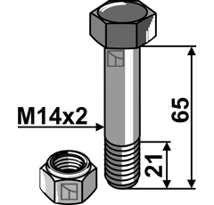 Boulon M14x2 x 65 pour broyeur ASSALONI adaptable - Blacksteel©