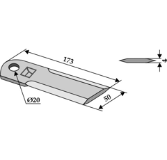 Couteau lisse pour moissonneuse-batteuse CLAAS 0007368720 adaptable - BlackSteel©