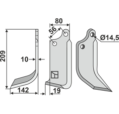 Lame gauche pour Fraise/Rotavator MASCHIO/GASPARDO 13100419 adaptable