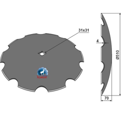 Gezahnte Scheibe Ø510x4 - Anzahl Zähne 10 - Stärke 4 - C 31 mm - Mehrere Marken