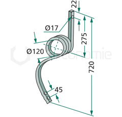 Peigne 720 x 25 x 25 mm pour semoir adaptable