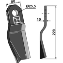 Couteau torsadé gauche pour broyeur 220 x 80 mm RÖLL 690609 adaptable- BlackSteel©