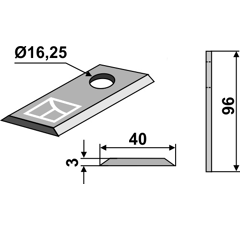 Couteau plat pour faucheuse KUHN 56150000 adaptable - BlackSteel©
