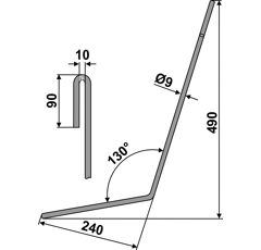 Griffe Ø9 x 490 mm droite pour semoir AMAZONE adaptable