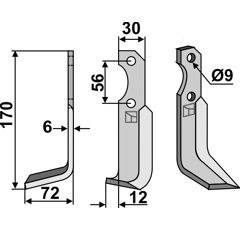 Lame gauche pour Fraise/Rotavator BERTOLINI 15518 adaptable -