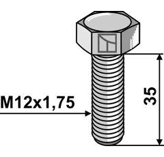 Boulon à tête hexagonal M12 adaptable - BlackSteel©