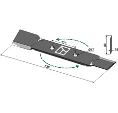 Couteau gauche pour faucheur 530mm RÖLL adaptable - Blacksteel©