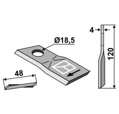 Fräsmesser rechts drehend für Mähwerk LELY 434989 Nachbau