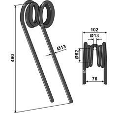Griffe Ø13mm pour semoir LEMKEN 35310025 adaptable - Blacksteel©