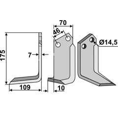 Fräsmesser Links 175 x 70 Muratori, Sovema Nachbau