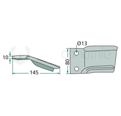 Schlegel rechts 145 x 80 x 10 mm HUMUS 355.92.386 Nachbau