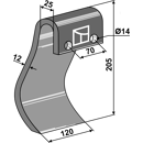 Fléau 200 x 120 x 12 mm pour broyeur DÜCKER 945000555 adaptable