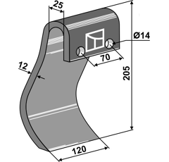 Fléau 200 x 120 x 12 mm pour broyeur DÜCKER 945000555 adaptable