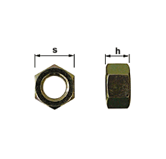 Ecrous diametre 12 mm cl8.8 bichro (bte de 100)