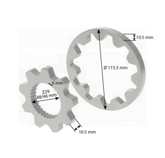 Zahnrädersatz für Kraftstoffpumpe - Traktor JOHN DEERE AL119950 - AL69638 - Nachbau