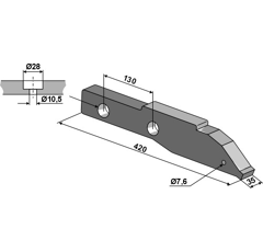 Pied de soc droit pour cultivateur KONGSKILDE 71000331573 adaptable
