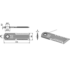 Cuchillo dentado para CLAAS 7558750 adaptable- BlackSteel©