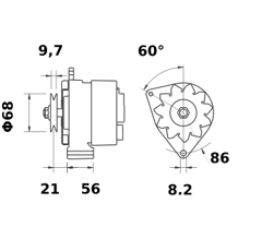 Alternateur MAHLE LETRIKA 14 V - 65 A / MG 628