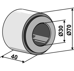 Bague en fer complet avec palier en boi dur incorporé - Ø 30 mm adaptable