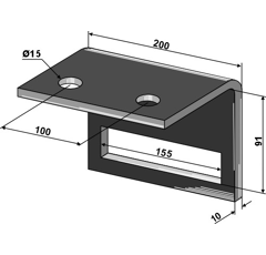 Halter 200 x 91 x 10 mm Nachbau  