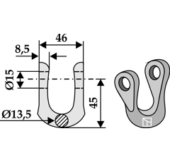 Manille 45x46 pour broyeur BOMFORD adaptable - Blacksteel©
