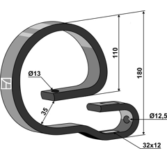 Ressort 32 x 12 mm pour bineuse 33720004 adaptable