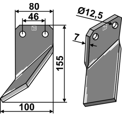 Lame gauche pour Fraise/Rotavator FORIGO-ROTERITALIA G2596011 adaptable