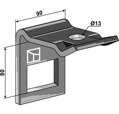 Halter für Zinken 60x12 mit Verstärkungsfeder 60x10