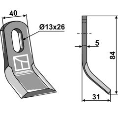 Fléau 84 mm pour broyeur NOREMAT 103006 adaptable