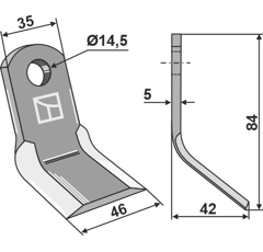 Couteau-Y pour broyeur 84x35mm DEL MORINO URC405D adaptable - Blacksteel©
